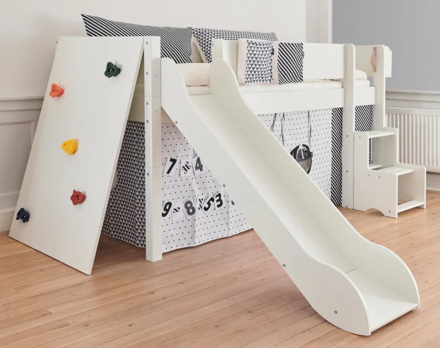 Manis-H Loke halvh�g s�ng med klassisk s�nggrind och utdragsskena - 160 cm - 90x160