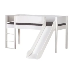 Manis-H Loke halvh�y seng med klassisk sengehest og sklie - 200 cm - 90x200