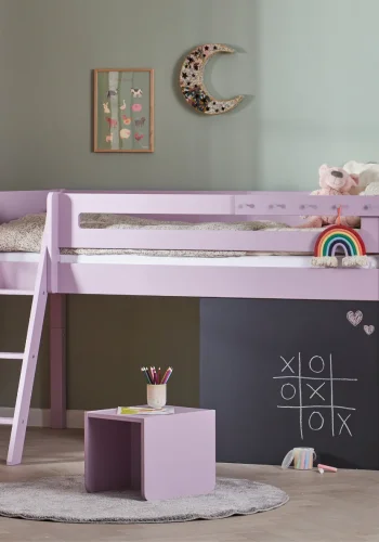 Manis-H Vilde Halvh�g s�ng med designad s�nggrind och kl�tterv�gg - 200 cm - 90x200