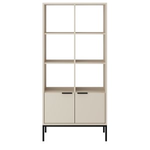 KOCOT Austin bogreol, m. 2 lger og 6 bne hylder - cashmere lamineret spnplade og sort stl