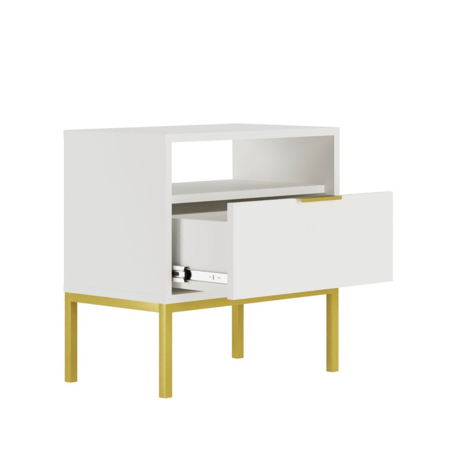 KOCOT Austin Nachttisch Wei & Gold