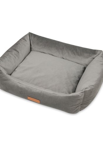 ANIMOOD Alex Hundebett, rechteckig - grauer Samtstoff (69x57)