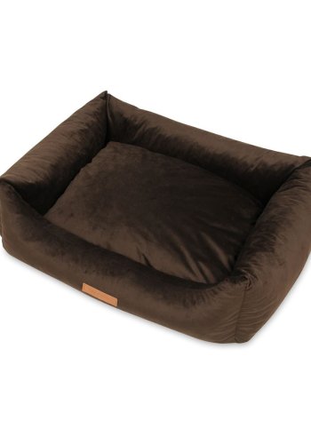 ANIMOOD Alex Hundebett, rechteckig - brauner Samtstoff (69x57)
