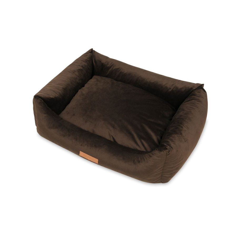 ANIMOOD Alex Hundebett, rechteckig - brauner Samtstoff (69x57)