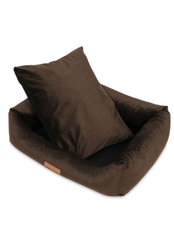ANIMOOD Alex Hundebett, rechteckig - brauner Samtstoff (69x57)