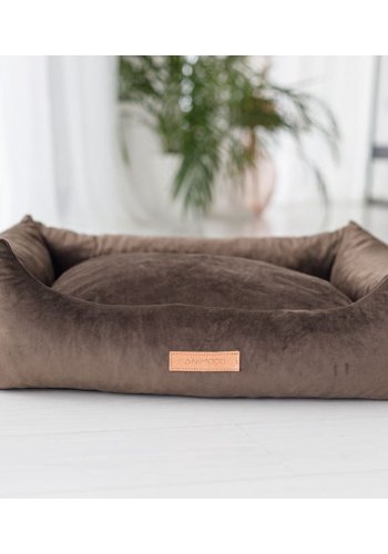 ANIMOOD Alex Hundebett, rechteckig - brauner Samtstoff (69x57)