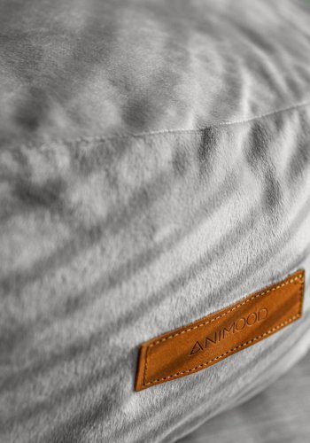 ANIMOOD Molly-puff for kjledyr, rund - mrkegr flyelsstoff (67)