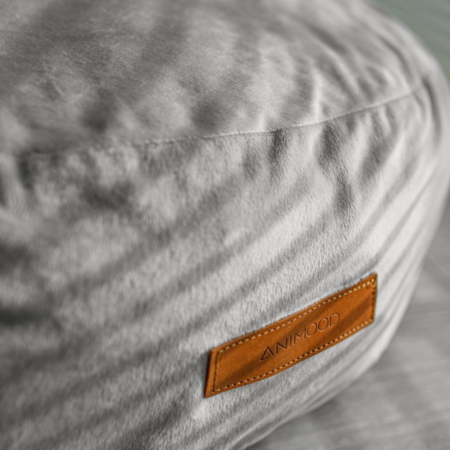 ANIMOOD Molly-puff for kjledyr, rund - mrkegr flyelsstoff (67)