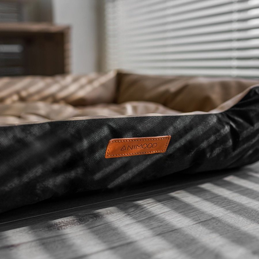 ANIMOOD Milo vattert hundeseng, rektangulr - beige og wigofilt stoff (76x60)