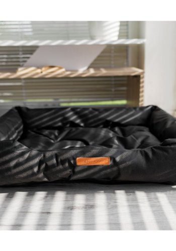 ANIMOOD Milo vattert hundeseng, rektangulr - svart wigofilt stoff (76x60)