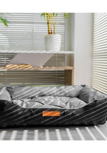 ANIMOOD Milo gestepptes Hundebett, rechteckig – grau und Wigofil-Stoff (76 x 60)