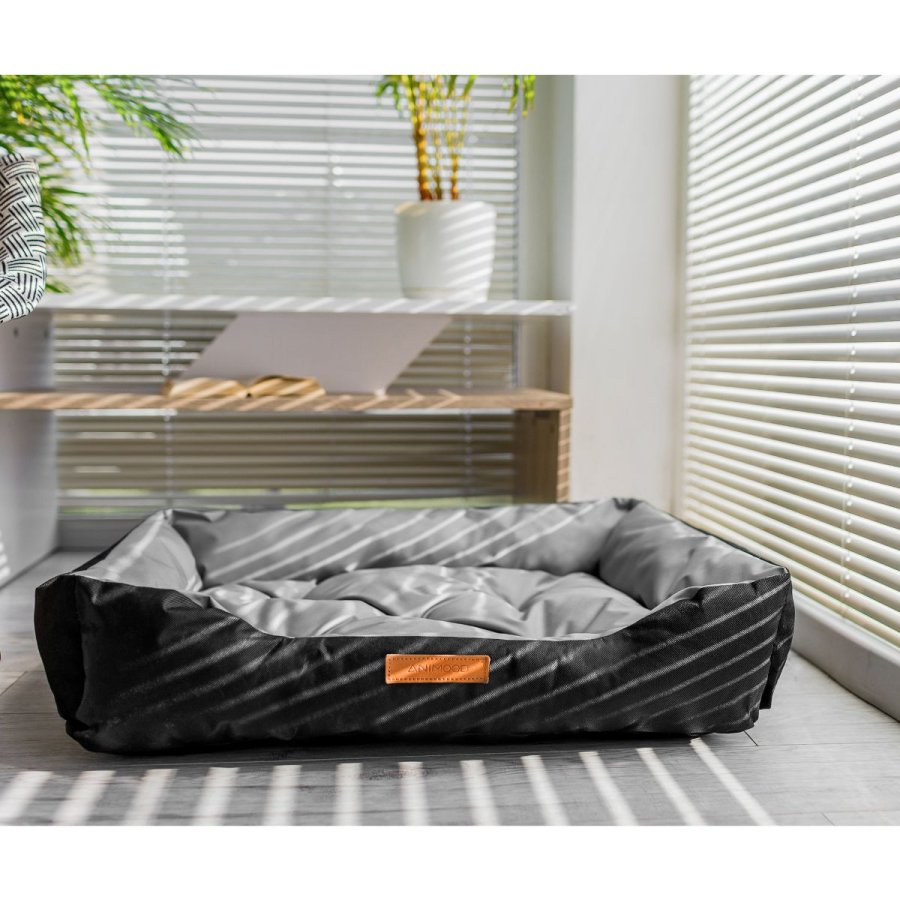 ANIMOOD Milo gestepptes Hundebett, rechteckig – grau und Wigofil-Stoff (76 x 60)