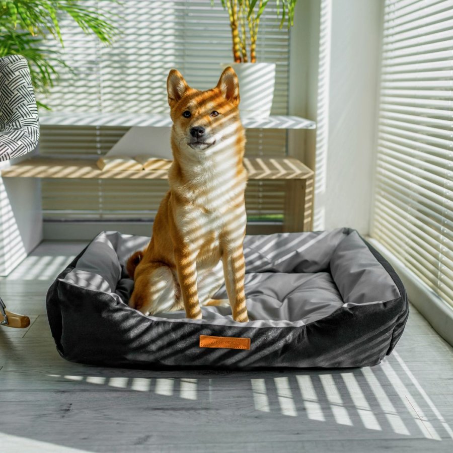 ANIMOOD Milo gestepptes Hundebett, rechteckig – grau und Wigofil-Stoff (76 x 60)