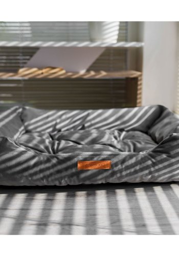 ANIMOOD Milo vattert hundeseng, rektangulr - gr flyelsstoff (76x60)