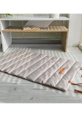 ANIMOOD Luna Rollbare Haustiermatte, rechteckig - beiger Stoff (100x60)