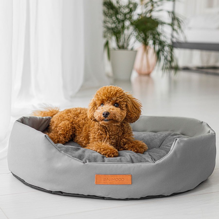 ANIMOOD Mia hundeseng, oval - gr flyelsstoff (62x51)