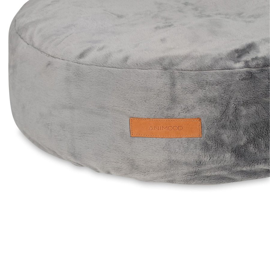 ANIMOOD Molly-puff for kjledyr, rund - mrkegr flyelsstoff (67)