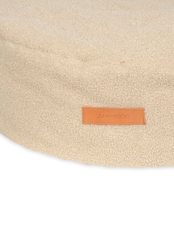ANIMOOD Coco Pouf für Haustiere, rund – dunkelbeiger recycelter Bouclé-Stoff (67)