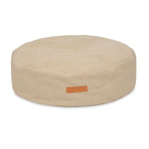 ANIMOOD Coco-puff för husdjur, rund - mörkbeige tervunnet Bouclé-tyg (67)