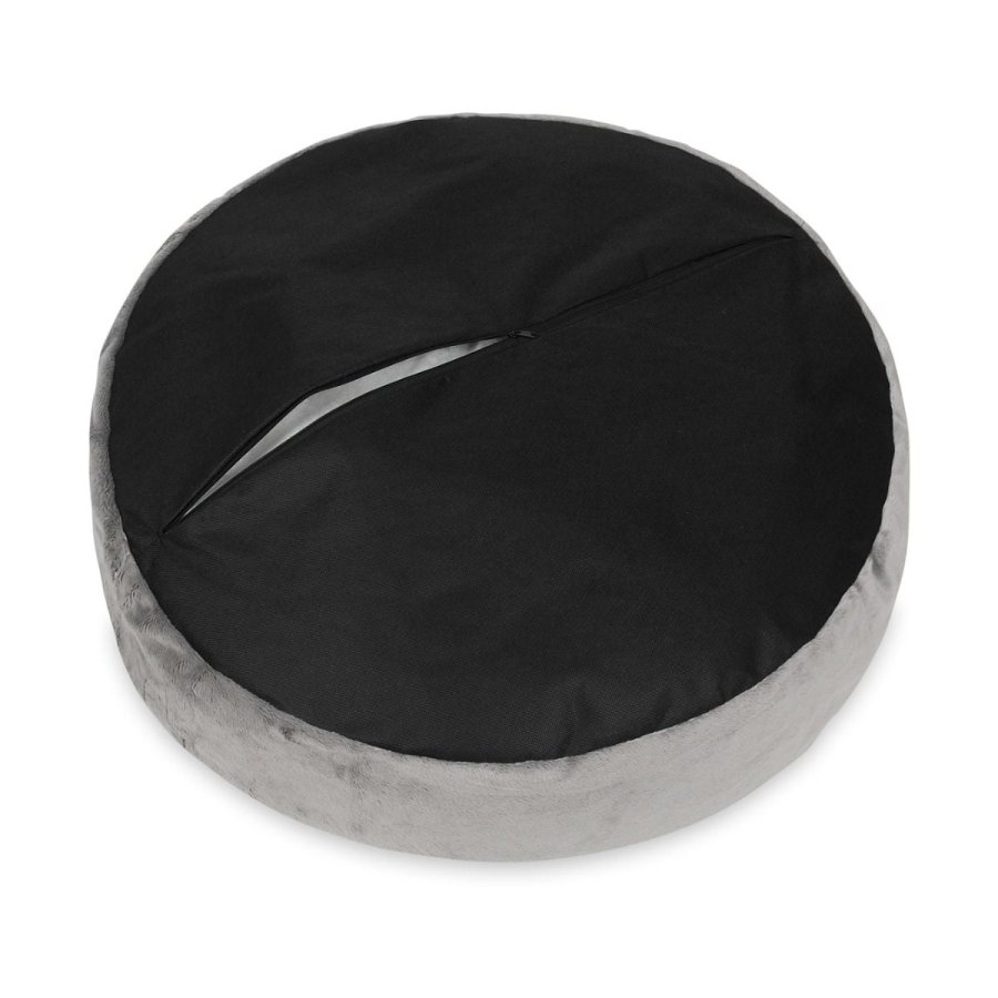 ANIMOOD Molly-puff for kjledyr, rund - mrkegr flyelsstoff (67)