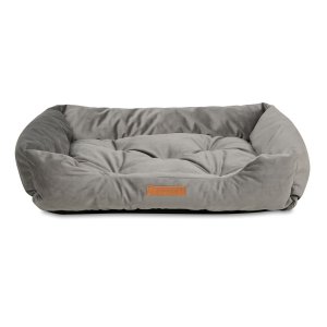 ANIMOOD Milo quiltet hundeseng, rektangulr - gr fljl stof (76x60)