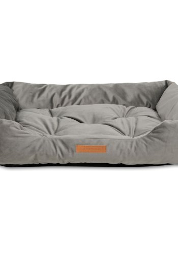 ANIMOOD Milo vattert hundeseng, rektangulr - gr flyelsstoff (76x60)