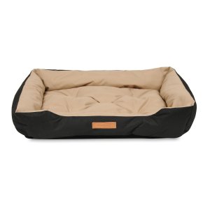 ANIMOOD Milo quiltet hundeseng, rektangulr - beige og wigofil stof (76x60)