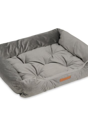 ANIMOOD Milo vattert hundeseng, rektangulr - gr flyelsstoff (76x60)