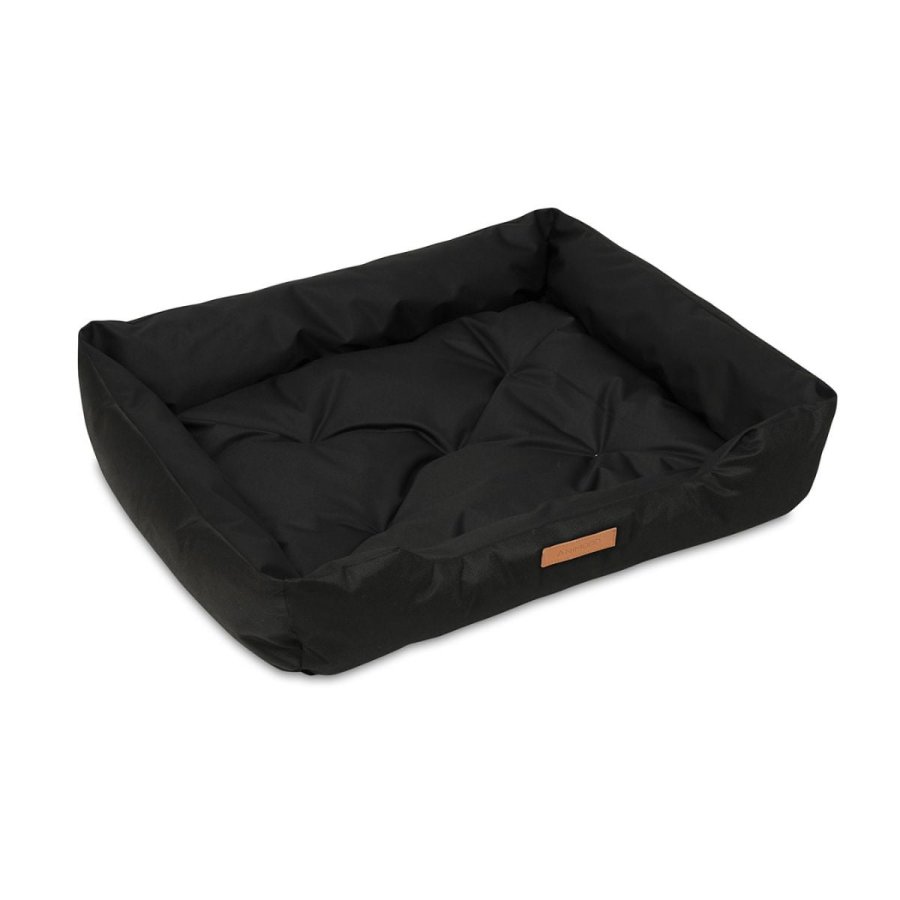 ANIMOOD Milo vattert hundeseng, rektangulr - svart wigofilt stoff (76x60)