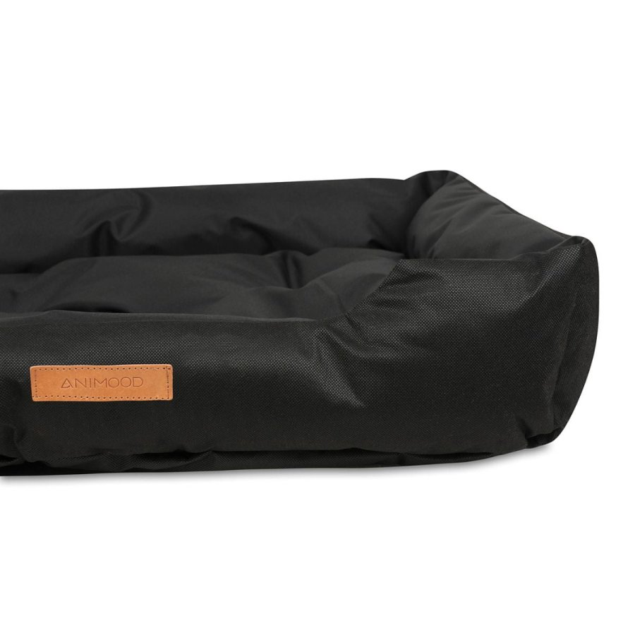 ANIMOOD Milo vattert hundeseng, rektangulr - svart wigofilt stoff (76x60)