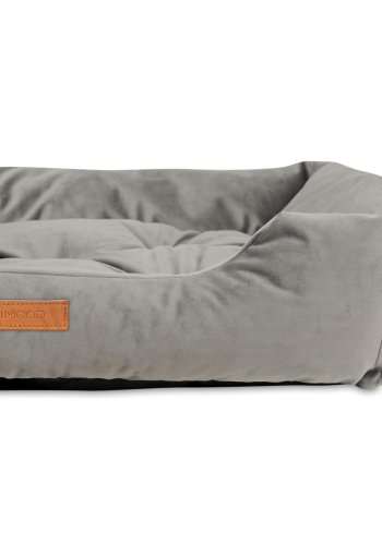 ANIMOOD Milo vattert hundeseng, rektangulr - gr flyelsstoff (76x60)