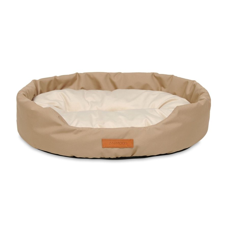ANIMOOD Mia hundeseng, oval - beige flyelsstoff (62x51)