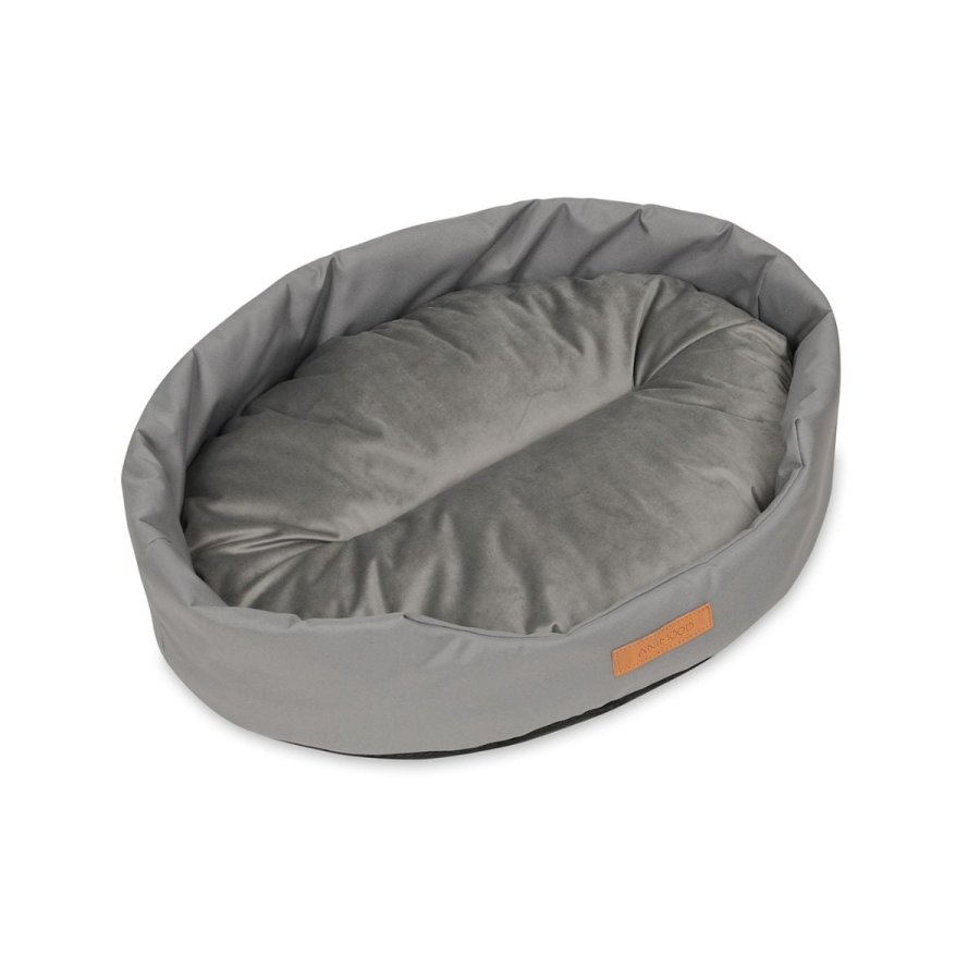 ANIMOOD Mia hundeseng, oval - gr flyelsstoff (72x61)