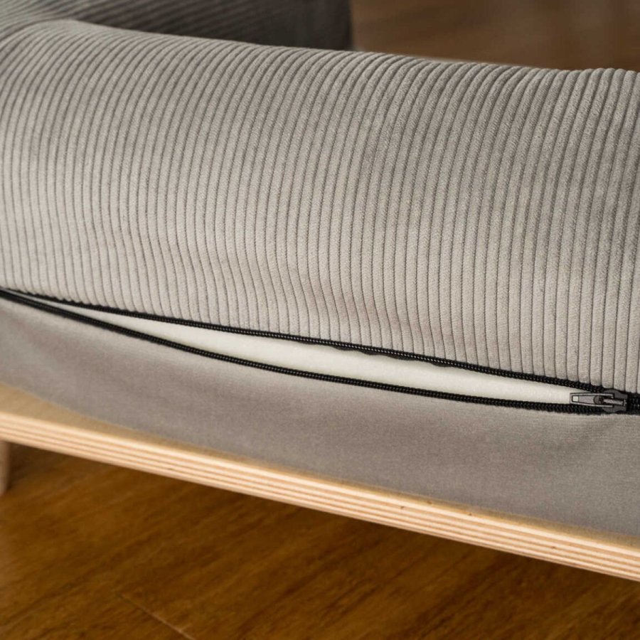 ANIMOD Sonya sofa for kjledyr, rektangulr - gr flyel og furu (67x53)