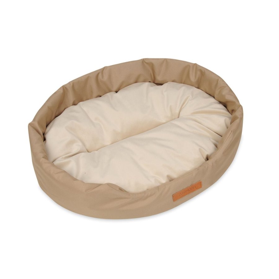 ANIMOOD Mia hundeseng, oval - beige flyelsstoff (72x61)
