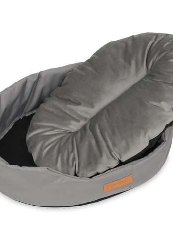 ANIMOOD Mia hundeseng, oval - gr flyelsstoff (72x61)