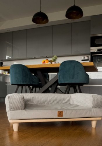 ANIMOD Sonya sofa for kjledyr, rektangulr - gr flyel og furu (67x53)