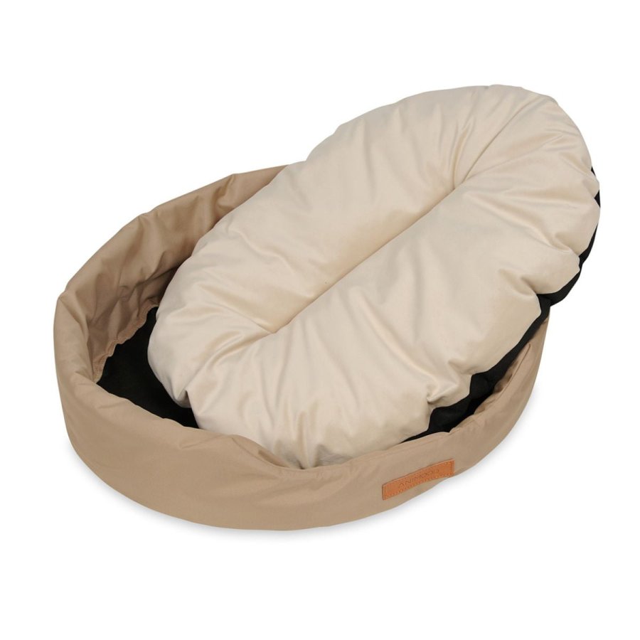 ANIMOOD Mia hundeseng, oval - beige flyelsstoff (72x61)