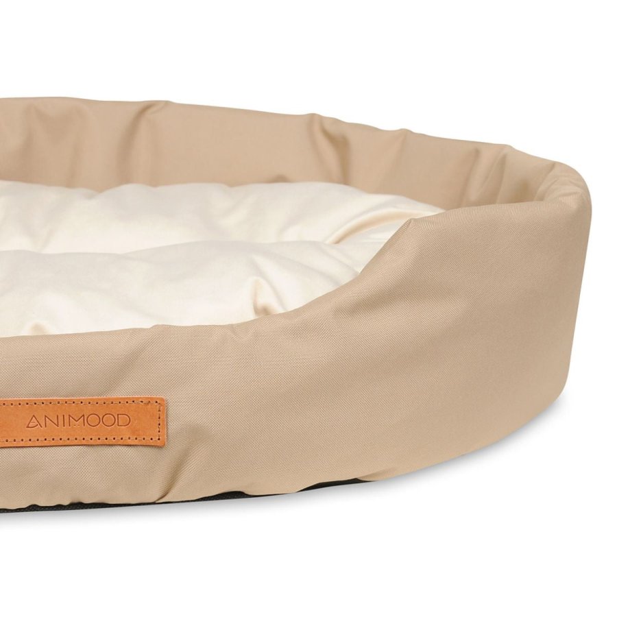 ANIMOOD Mia hundeseng, oval - beige flyelsstoff (62x51)