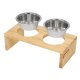 ANIMOOD Gloria Ständer für Hundenäpfe, mit Edelstahlnäpfen - Kiefer natur (36x12)