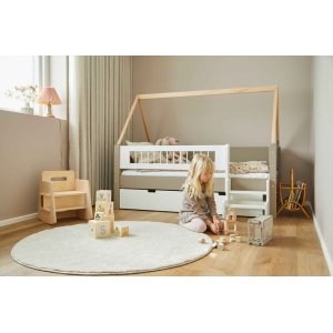 Manis-H Mimer Enkeltseng med lamellgrind og skuffer - 200 cm - 90x200