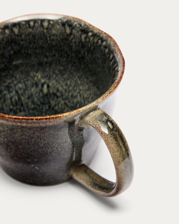 KAVE HOME Coval kopp, stor, m. hndtak - grbrun keramikk