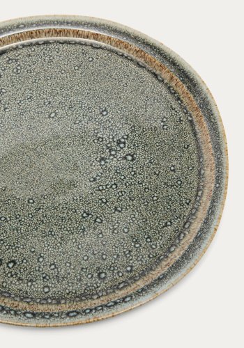 KAVE HOME Coval flat plate, rund - grbrun keramikk (28)