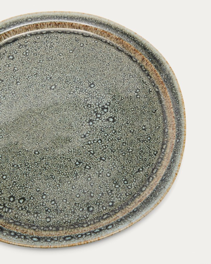 KAVE HOME Coval flat plate, rund - grbrun keramikk (28)