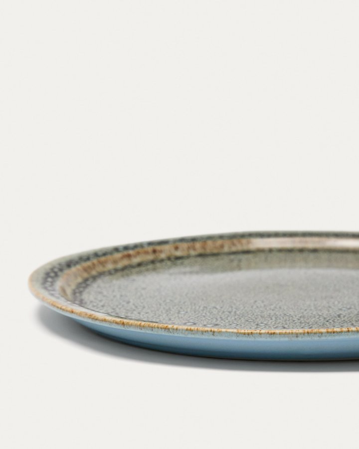 KAVE HOME Coval flat plate, rund - grbrun keramikk (28)