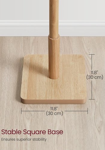 VASAGLE Knagkrok, heltre, frittst�ende knagkrok med 8 kroker til jakker, hatter, vesker, lommeb�ker, til entr&eacute;, inngang, kroker og stang i gummitre, naturlig beige RCR010N01