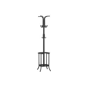SONGMICS Frittst�ende klesstativ, kjolestativ med paraplyholder, 12 kroker, metall, 175 cm h�y, for gang, stue, soverom, blekksvart RCR011B01