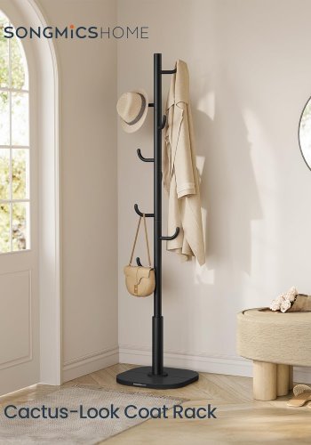 SONGMICS HOME Garderobenst�nder in Kaktusform, 8 stabile Haken mit gebogenen Enden, 175,3 cm hoch, f�r Kleidung, H�te, Taschen, Tintenschwarz RCR039B01