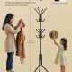 SONGMICS Knagerull, metallknagerull, frittst�ende oppbevaringshylle for kl�r, vesker, hatter, 175 cm h�y, 16 kroker, for gang, stue, soverom, blekksvart RCR081BH01