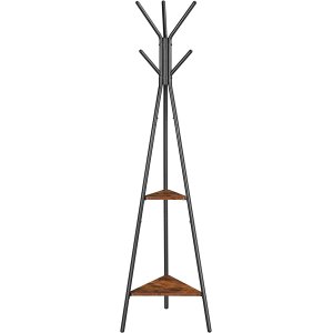 VASAGLE stumtjener, m. 6 kroge og 2 hylder - brun spnplade og sort stl